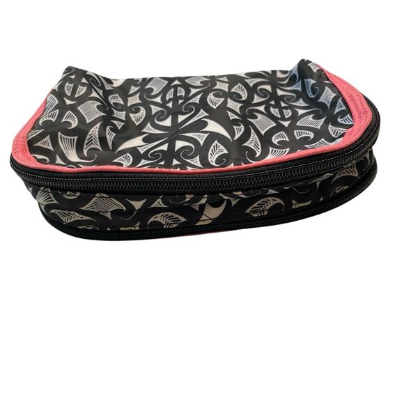 Sonia Kashuk Black White Pink Travel Makeup Bag Cosmetic Organizer Zip Case - Picture 7 of 14
